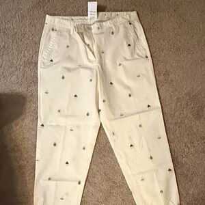 White Talbots Pants Embroidered Cream Women's Jeans
